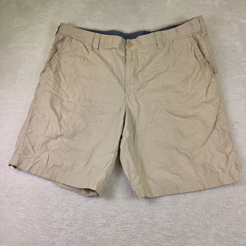 Columbia Mens Tan Khaki Flat Front Hiking Shorts Size 44W 10L 3892